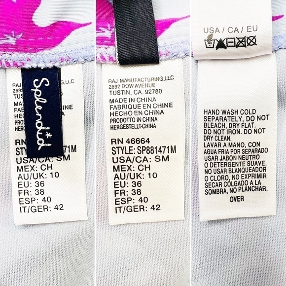 Splendid Bikini Floral Medium Triangle Top High Rise Bottoms Blue Pink New NWT - Picture 6 of 7